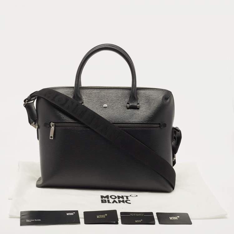 Pre Owned Montblanc Black Leather Westside Slim Document Briefcase