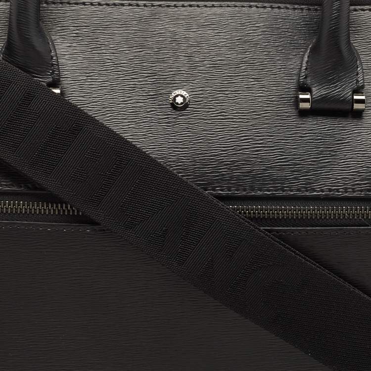 Pre Owned Montblanc Black Leather Westside Slim Document Briefcase