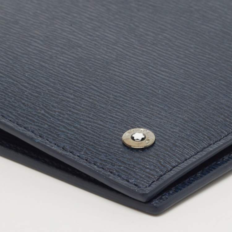 Pre Owned Montblanc Blue Leather Westside Bifold Wallet 