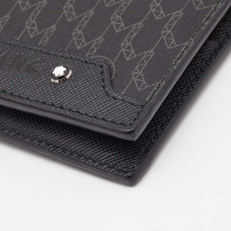 Pre Owned Montblanc Black Signature Coated Canvas and Leather Business Bifold Wallet