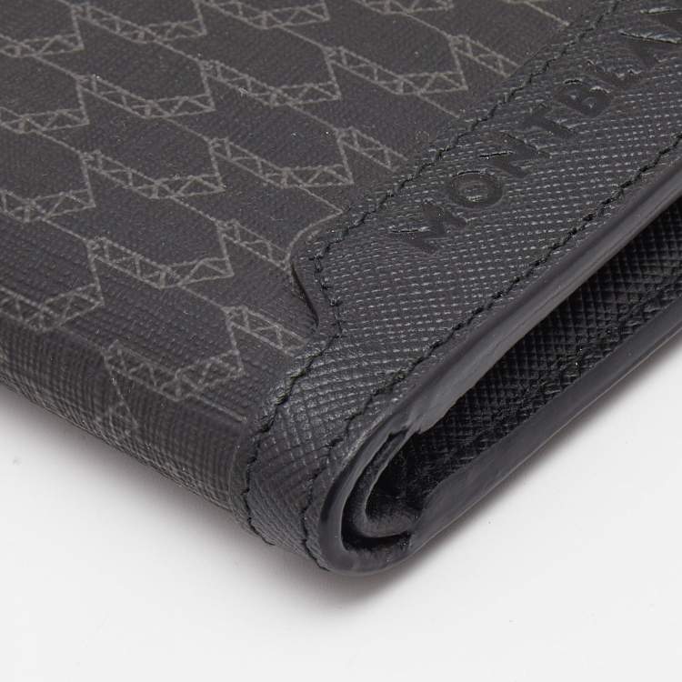 Pre Owned Montblanc Black Signature Coated Canvas and Leather Business Bifold Wallet