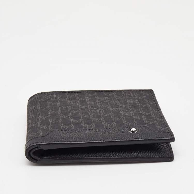 Pre Owned Montblanc Black Signature Coated Canvas and Leather Business Bifold Wallet