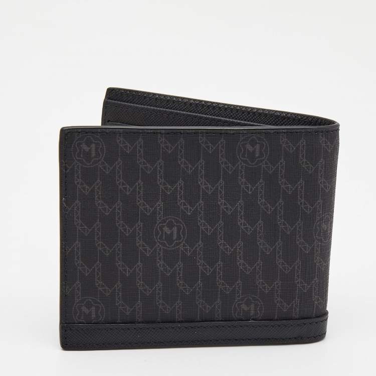 Pre Owned Montblanc Black Signature Coated Canvas and Leather Business Bifold Wallet