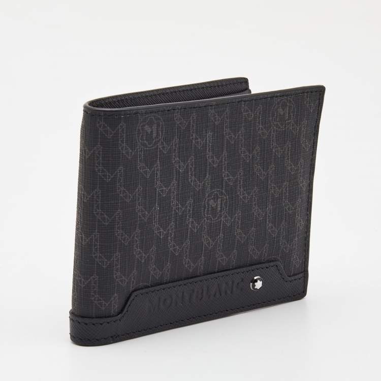 Pre Owned Montblanc Black Signature Coated Canvas and Leather Business Bifold Wallet