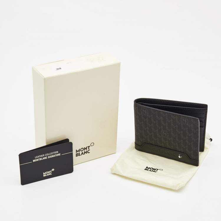 Pre Owned Montblanc Black Signature Coated Canvas and Leather Business Bifold Wallet