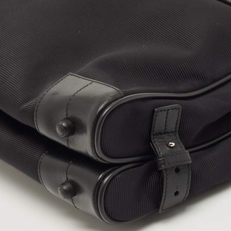 Pre Owned Montblanc Black Fabric and Leather Double Gusset Nightflight Briefcase