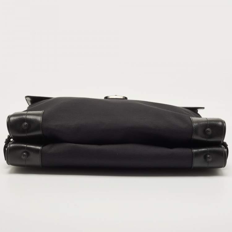 Pre Owned Montblanc Black Fabric and Leather Double Gusset Nightflight Briefcase