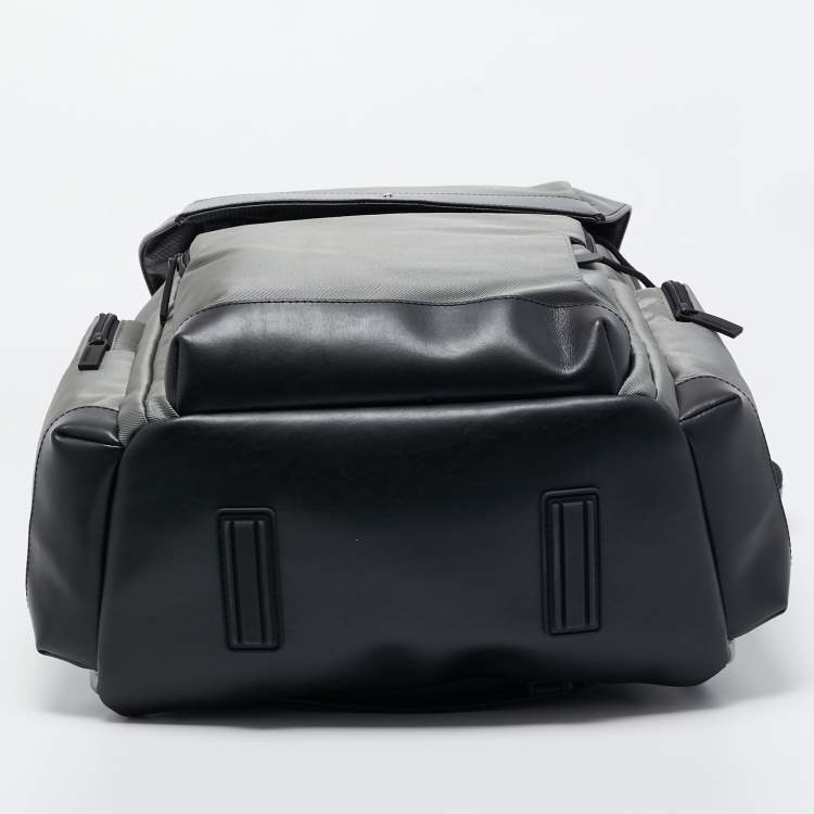 Pre Owned Montblanc Black/Grey Nylon and Leather Large Nightflight Backpack