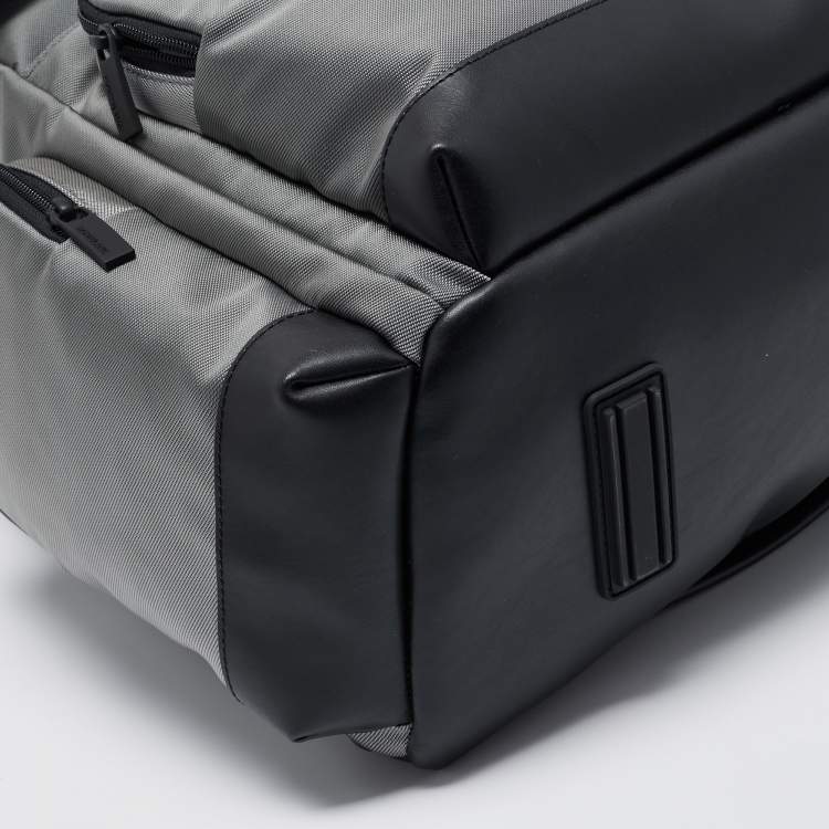 Pre Owned Montblanc Black/Grey Nylon and Leather Large Nightflight Backpack