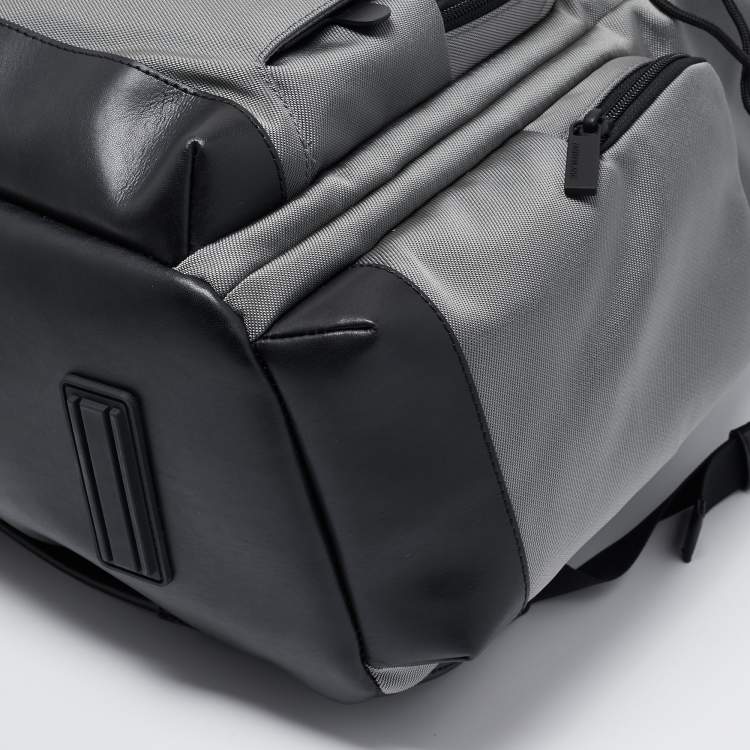 Pre Owned Montblanc Black/Grey Nylon and Leather Large Nightflight Backpack