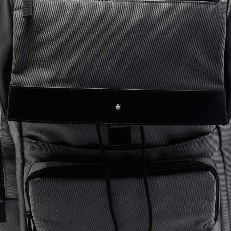 Pre Owned Montblanc Black/Grey Nylon and Leather Large Nightflight Backpack