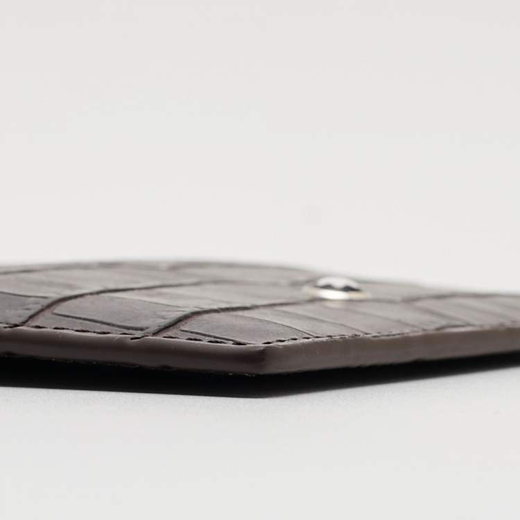 Pre Owned Montblanc Dark Brown Croc Embossed Leather Meisterstuck 6CC Card Holder