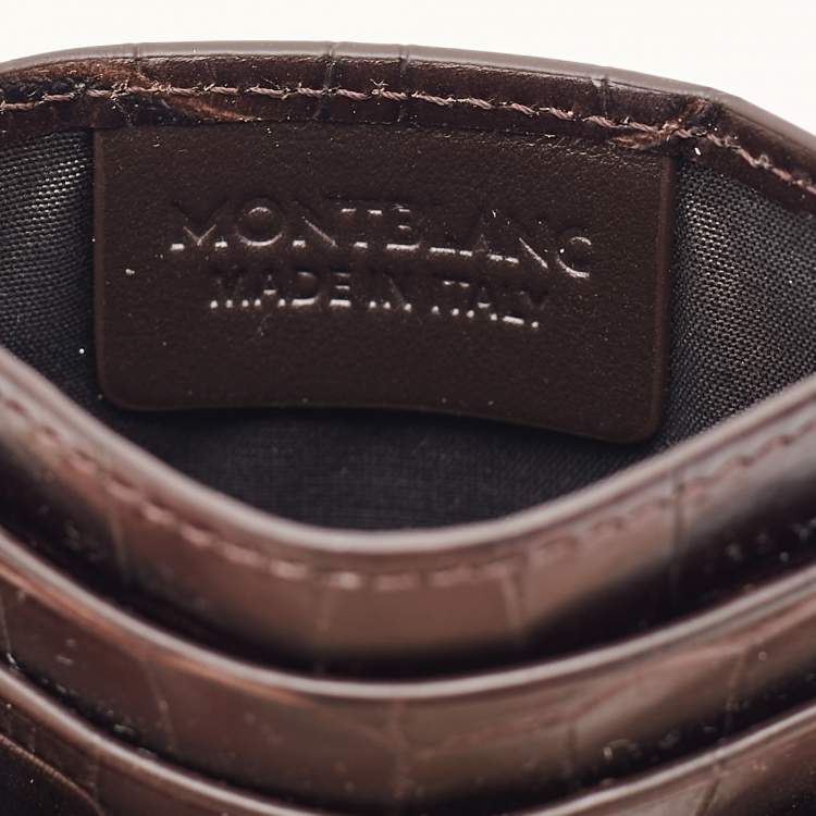 Pre Owned Montblanc Dark Brown Croc Embossed Leather Meisterstuck 6CC Card Holder