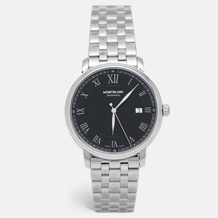 Pre Owned Montblanc Black Stainless Steel Tradition 116483 Men's Wristwatch 40 mm