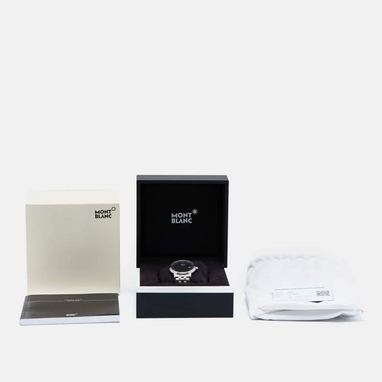 Pre Owned Montblanc Black Stainless Steel Tradition 116483 Men's Wristwatch 40 mm