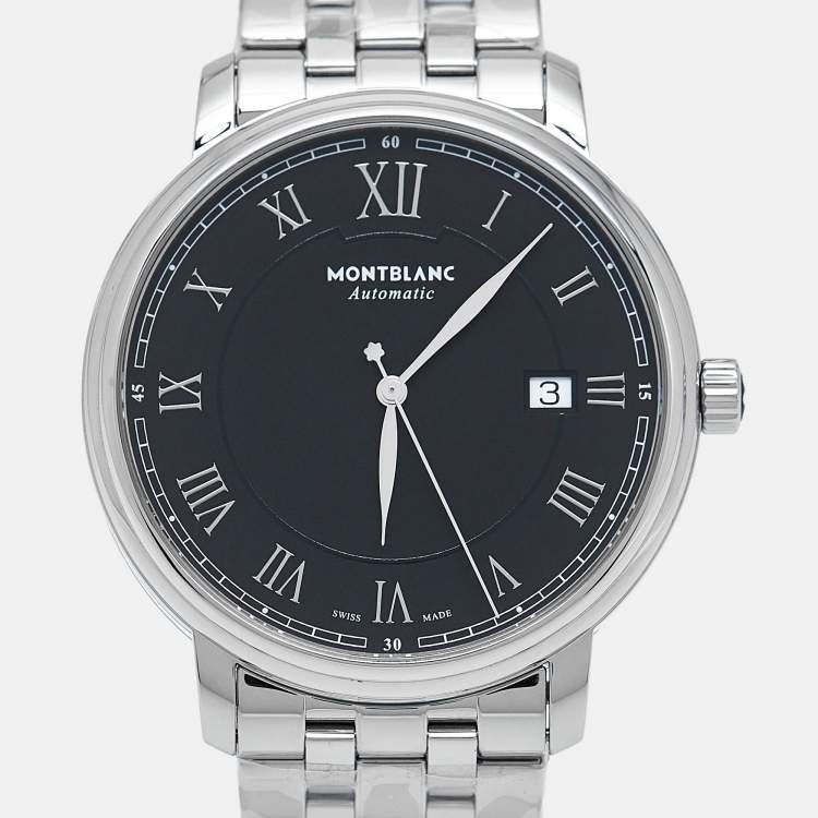Pre Owned Montblanc Black Stainless Steel Tradition 116483 Men's Wristwatch 40 mm