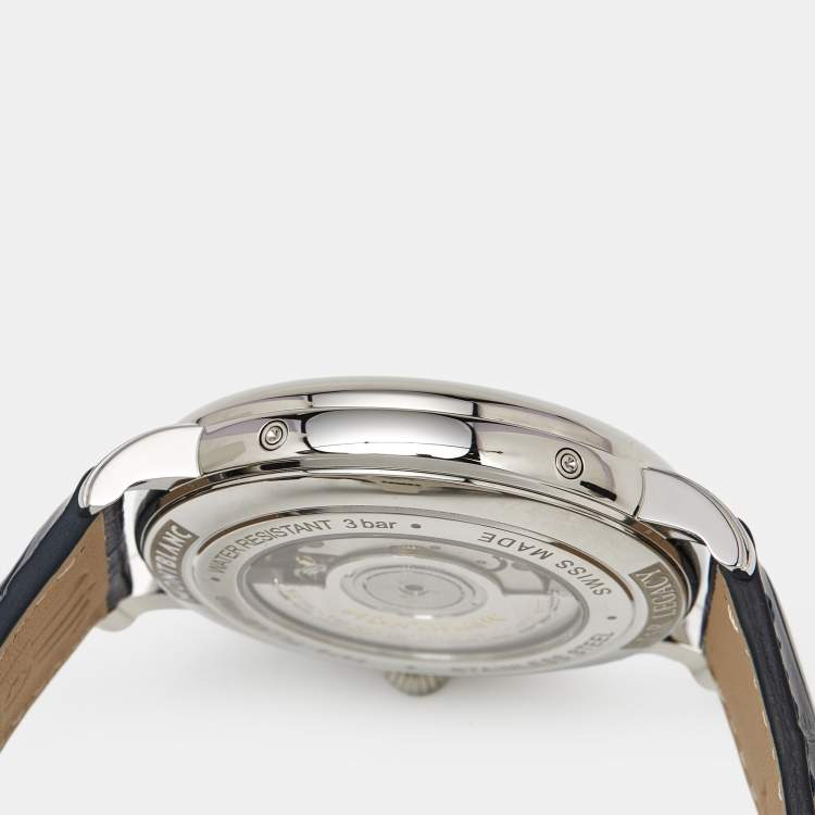 Pre Owned Montblanc Star Legacy Full Calendar M129178 Silver Dial Stainless Steel Alligator Leather Men's Wristwatch 42 mm