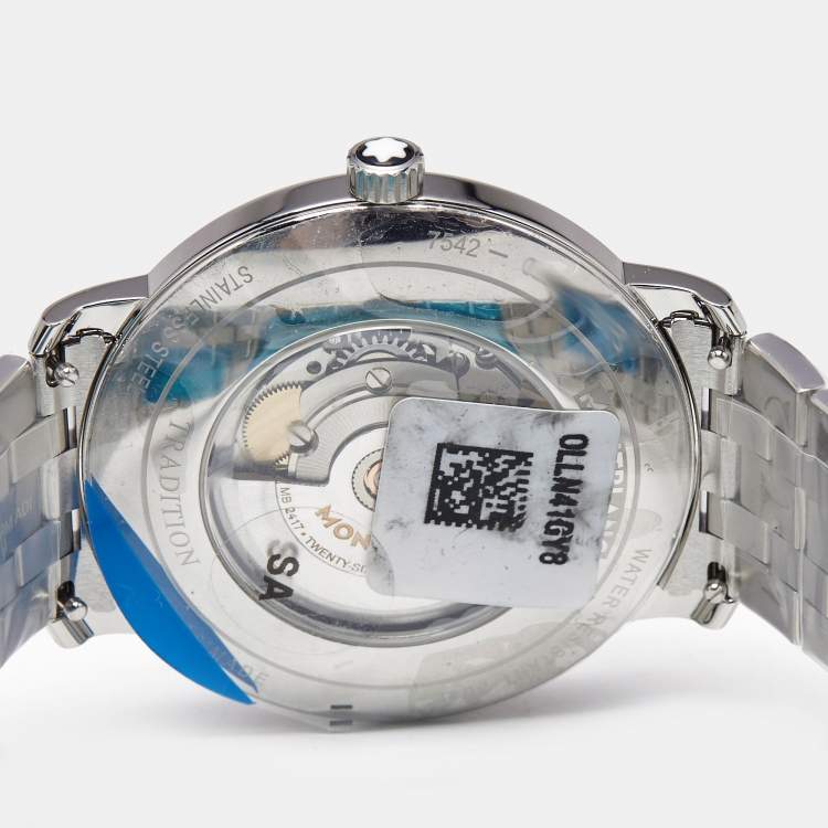 Pre Owned Montblanc Tradition MB131275 Blue Dial Stainless Steel Men's Wristwatch 40 mm