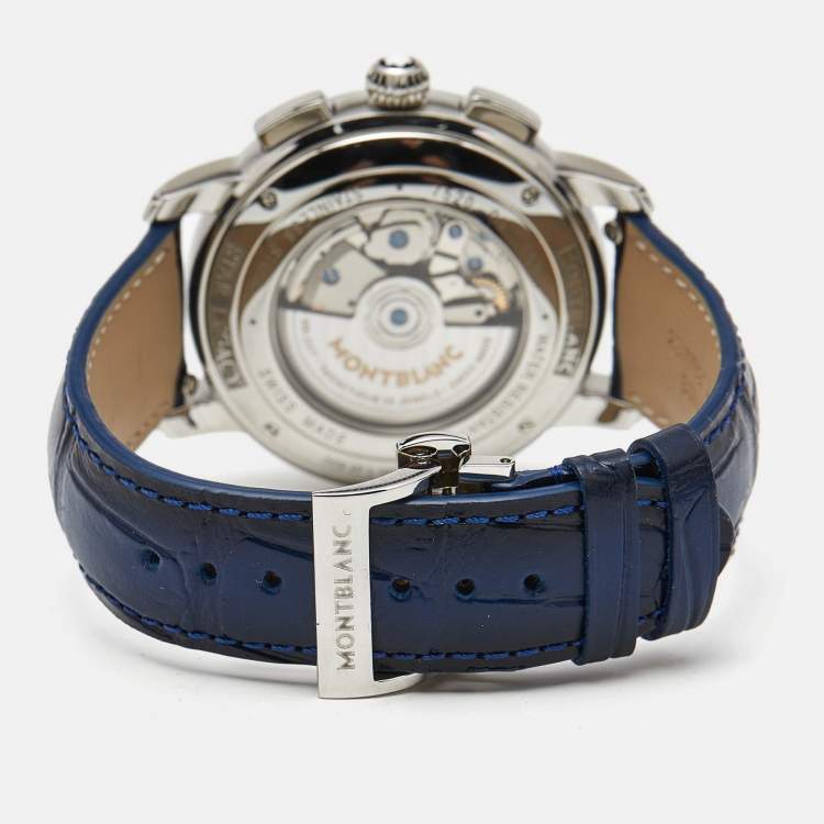 Pre Owned Montblanc Star Legacy 130973 Blue Dial Stainless Steel Men's Wristwatch 42 mm