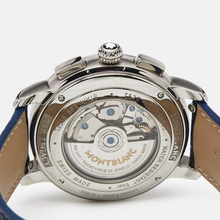 Pre Owned Montblanc Star Legacy 130973 Blue Dial Stainless Steel Men's Wristwatch 42 mm