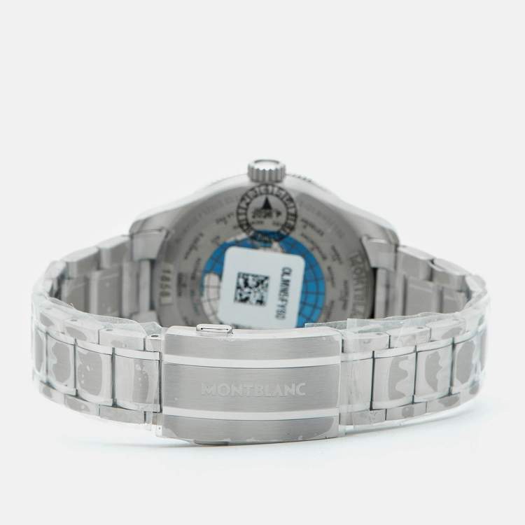 Pre Owned Montblanc 1858 GMT 129615 Black Dial Stainless Steel Titanium Men's Wristwatch 42 mm