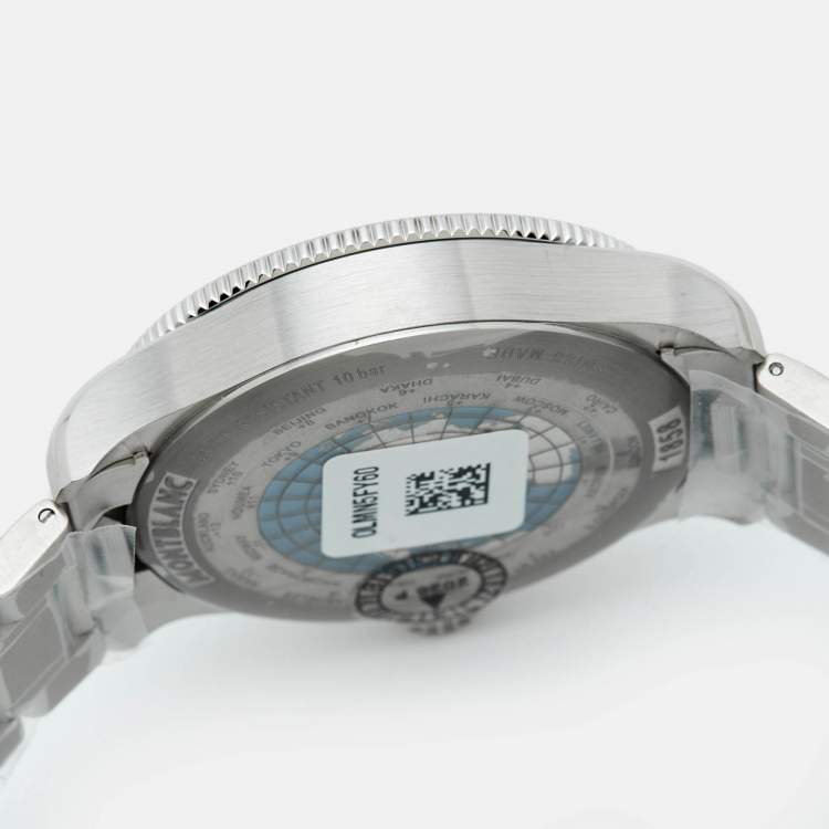 Pre Owned Montblanc 1858 GMT 129615 Black Dial Stainless Steel Titanium Men's Wristwatch 42 mm