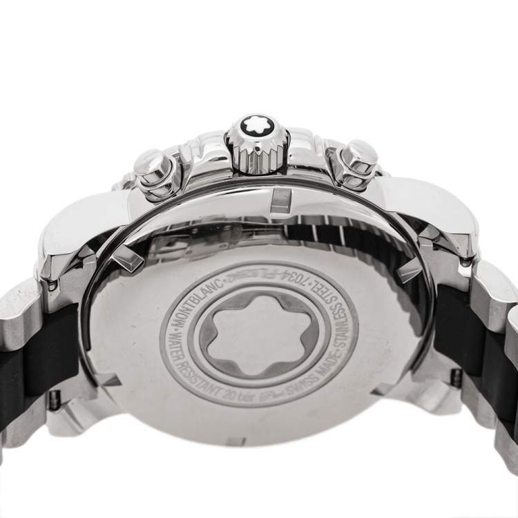 Pre Owned  Montblanc Black Stainless Steel Rubber Sport Chronograph 7034 Men's Wristwatch 41.50 mm