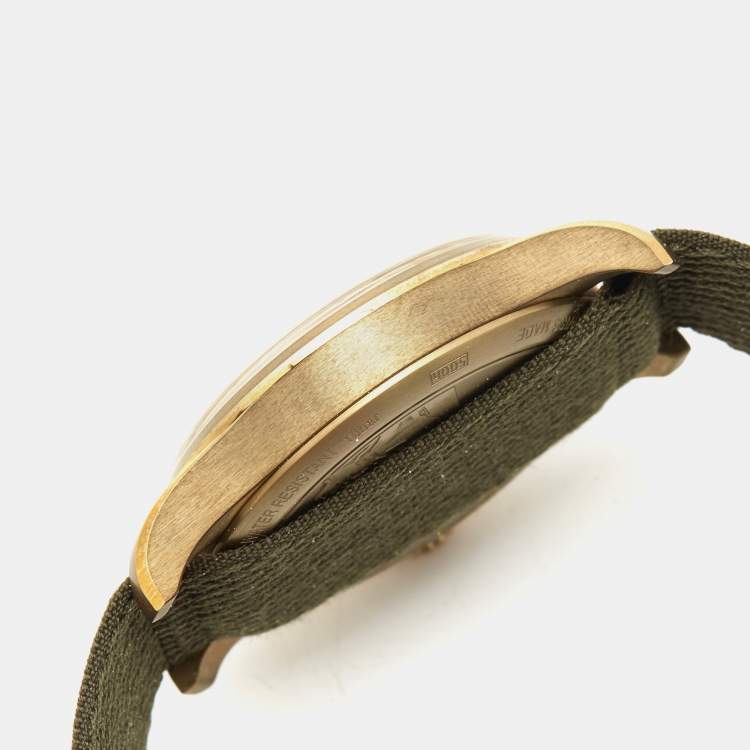 Pre Owned Montblanc Green Bronze Canvas NATO 1858 Limited Edition 118222 Men's Wristwatch 40 mm