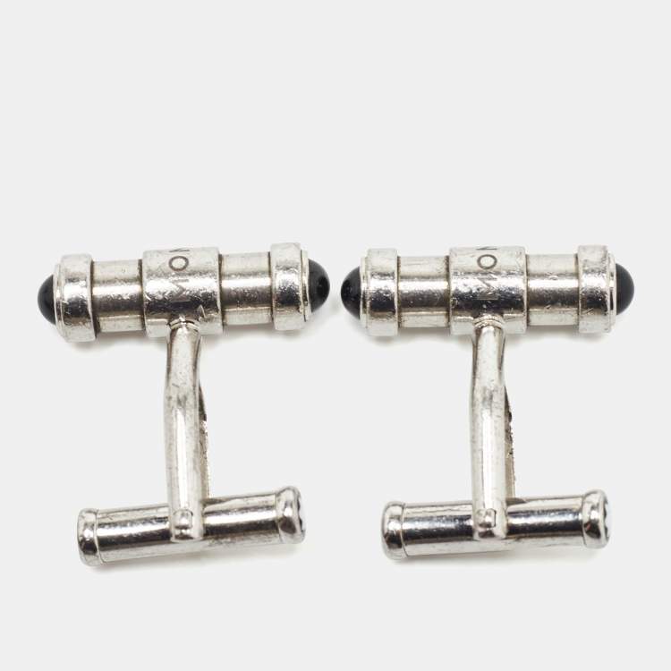 Pre Owned Montblanc Onyx Sterling Silver Cufflinks