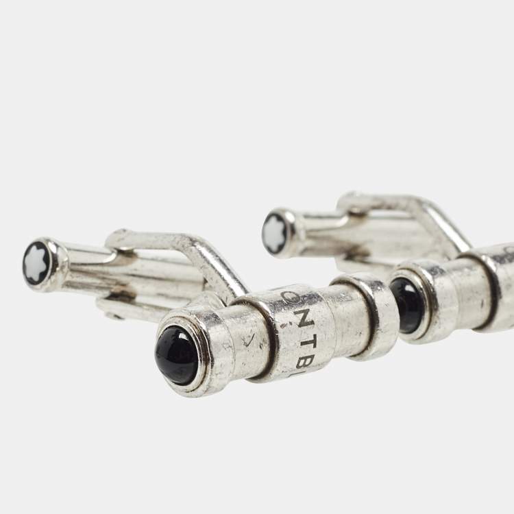 Pre Owned Montblanc Onyx Sterling Silver Cufflinks