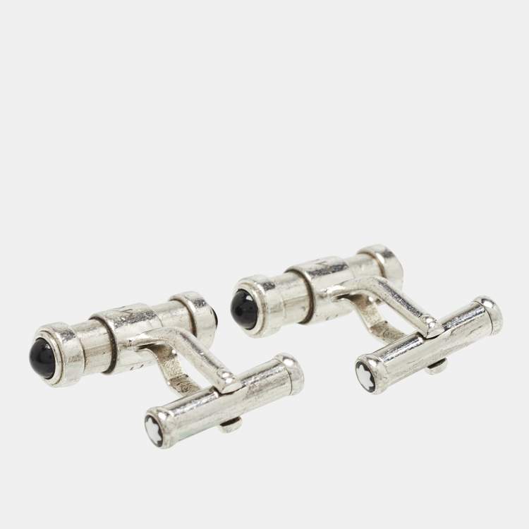Pre Owned Montblanc Onyx Sterling Silver Cufflinks