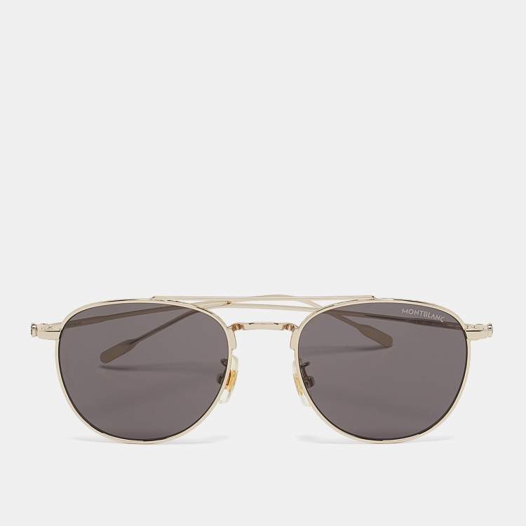 Pre Owned Montblanc Black MB0211S Metal Frame Aviator Sunglasses
