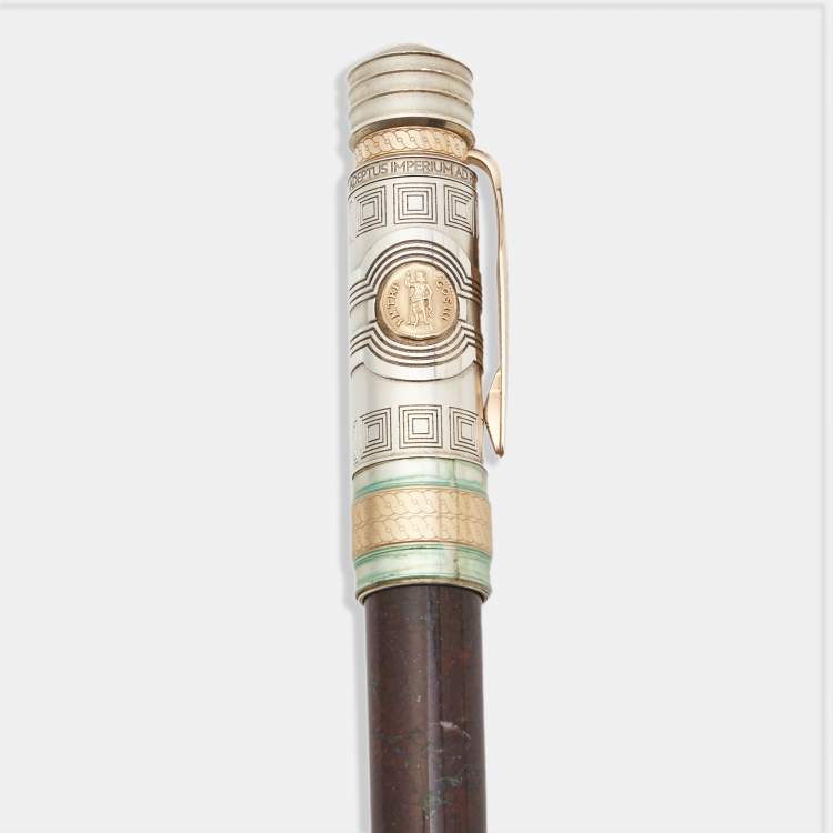Pre Owned Montblanc 2018 Patron of Arts Homage to Hadrian 888 Marble Sterling Silver 18k Gold Two Tone Metal Fountain Pen