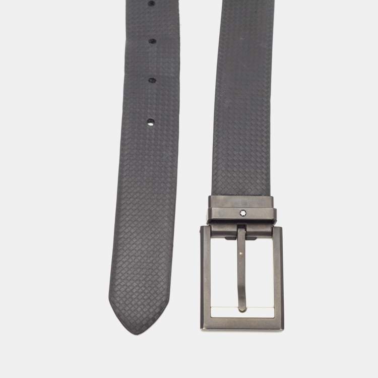 Pre Owned Montblanc Black Leather Cut to Size Buckle Belt 