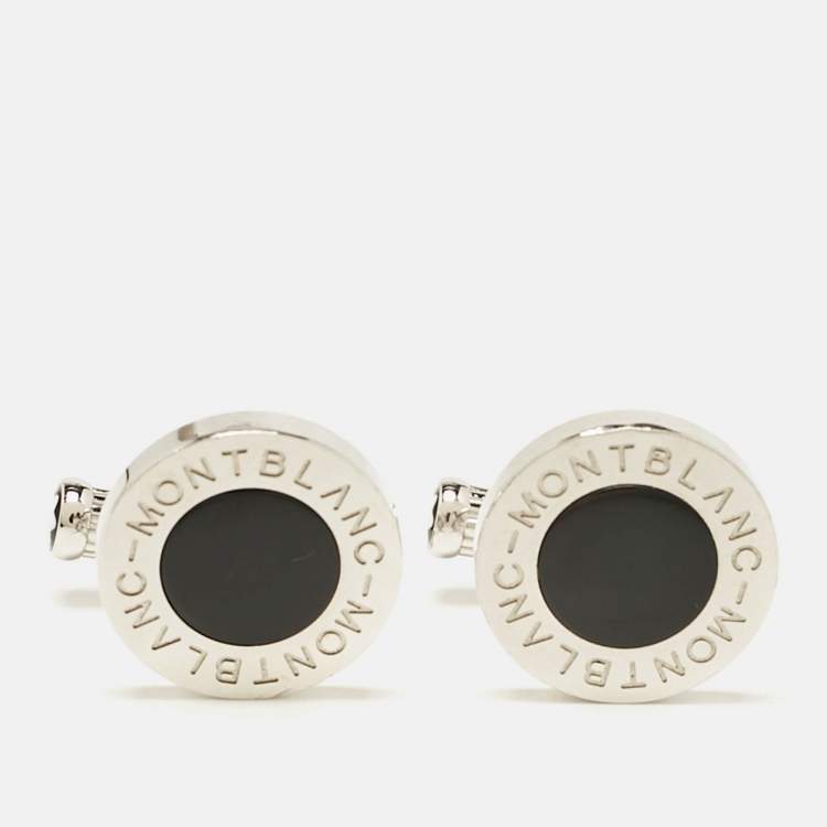 Pre Owned Montblanc Meisterstück Silver Tone Composite Inlay Cufflinks