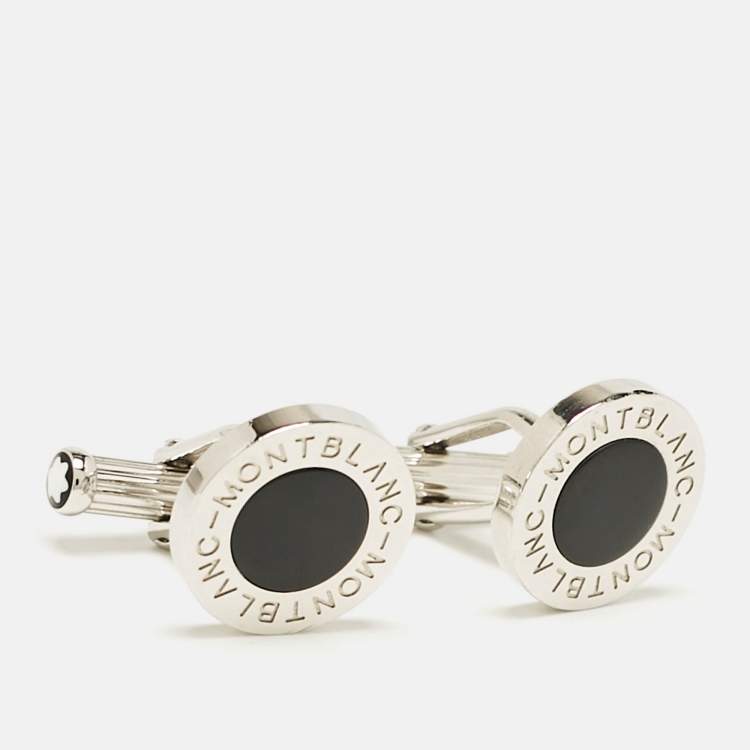 Pre Owned Montblanc Meisterstück Silver Tone Composite Inlay Cufflinks