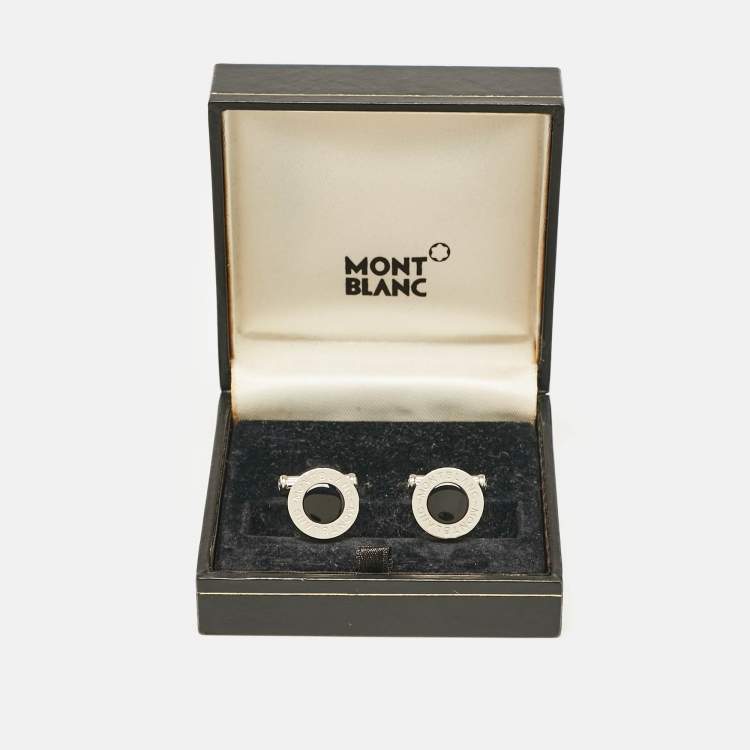 Pre Owned Montblanc Meisterstück Silver Tone Composite Inlay Cufflinks