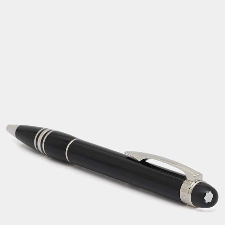 Pre Owned Montblanc Starwalker Resin Leather Silver Tone Pen Wallet Set