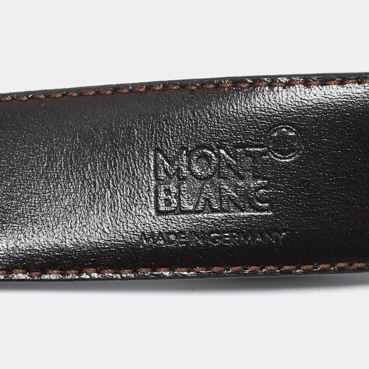 Pre Owned Montblanc Black/Brown Leather Cut to Size Reversible Buckle Belt
