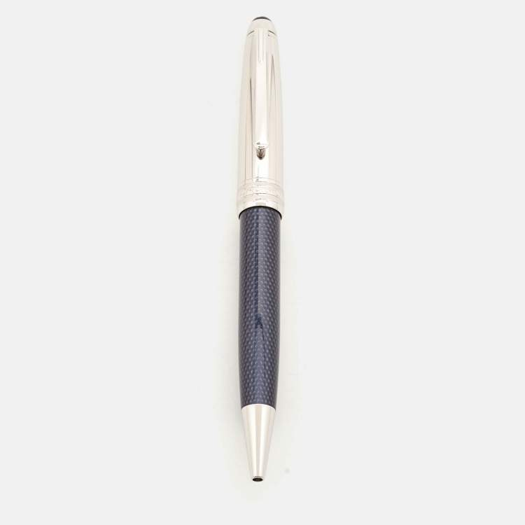 Pre Owned Montblanc Meisterstück Solitaire Doué Blue Hour Resin Silver Tone Classique Ballpoint Pen