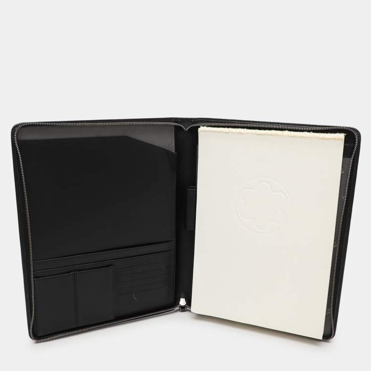 Pre Owned Montblanc Black Leather Sartorial Notepad Zip Around Holder