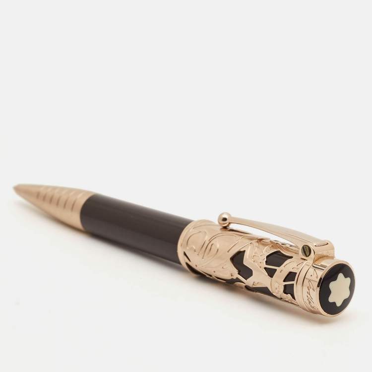 Pre Owned Montblanc Writers Edition Carlo Collodi Black Gold-Plated Resin Ballpoint Pen