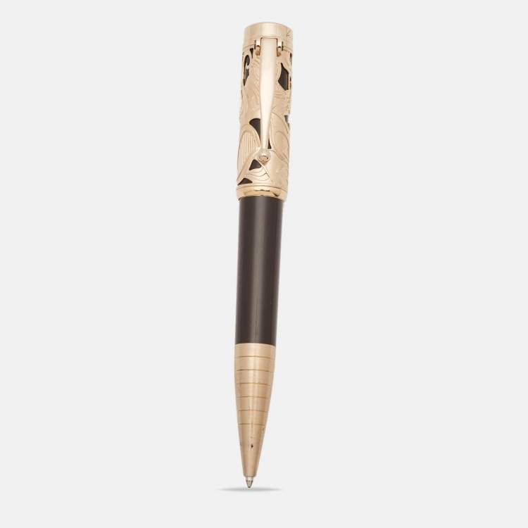 Pre Owned Montblanc Writers Edition Carlo Collodi Black Gold-Plated Resin Ballpoint Pen