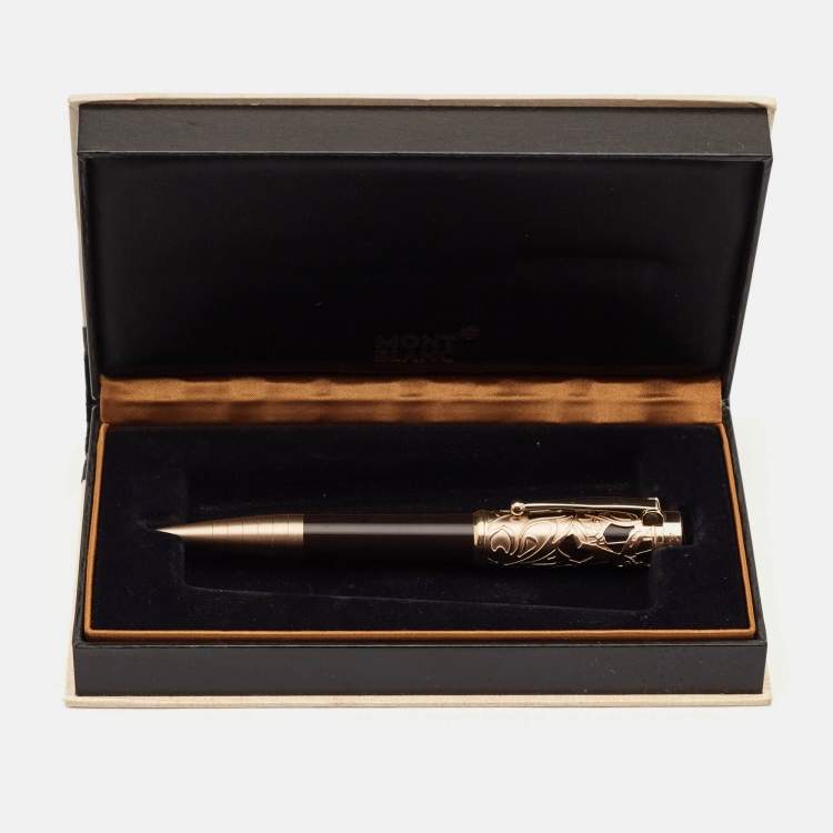 Pre Owned Montblanc Writers Edition Carlo Collodi Black Gold-Plated Resin Ballpoint Pen