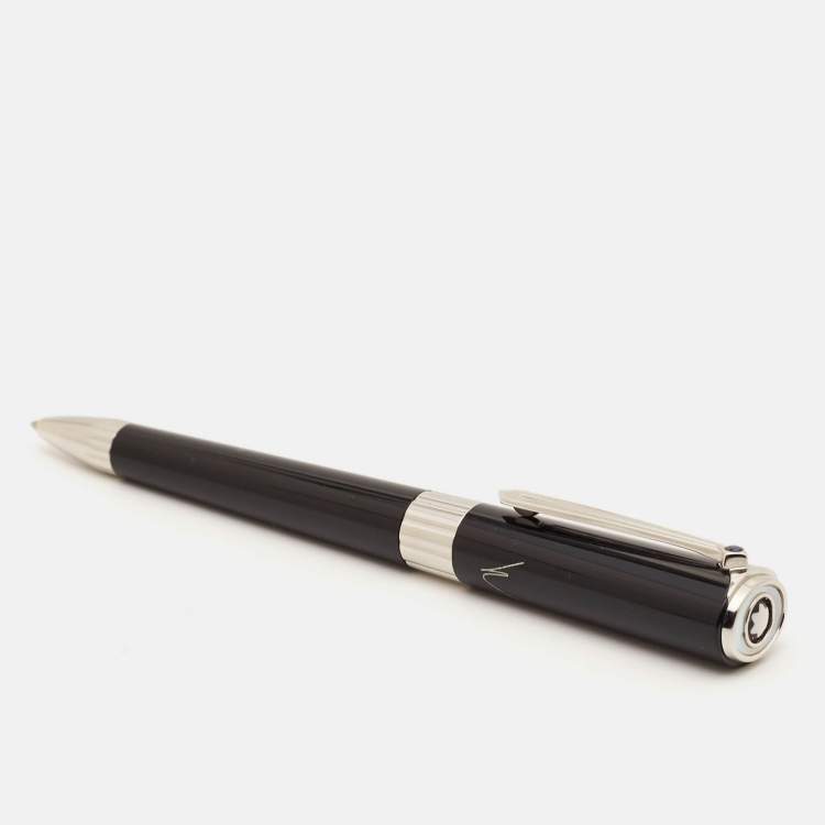 Pre Owned Montblanc Marlene Dietrich Resin SIlver Tone Mother of Pearl Sapphire Ballpoint Pen