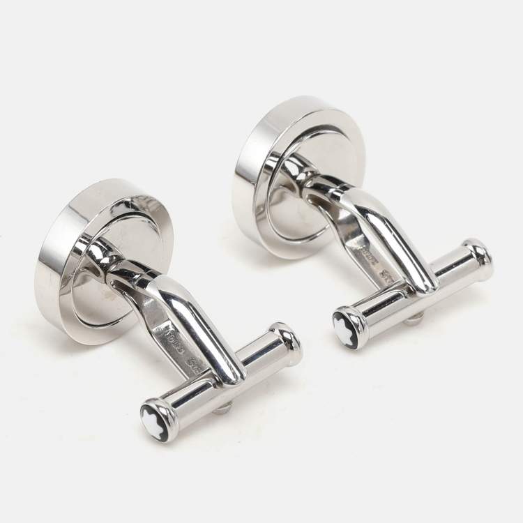 Pre Owned Montblanc Meisterstück Silver Tone Composite Inlay Cufflinks