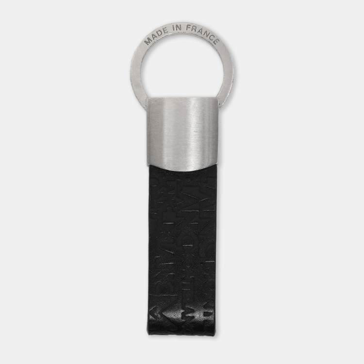 Pre Owned Montblanc Black Logo Embossed Leather Key Chain