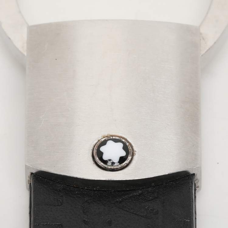 Pre Owned Montblanc Black Logo Embossed Leather Key Chain
