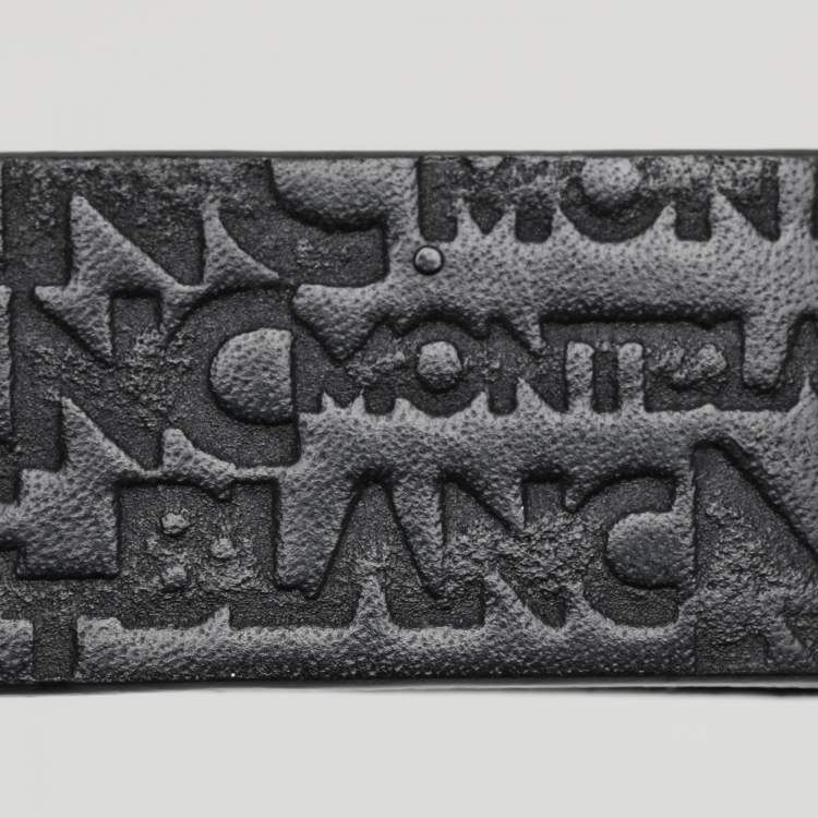 Pre Owned Montblanc Black Logo Embossed Leather Key Chain