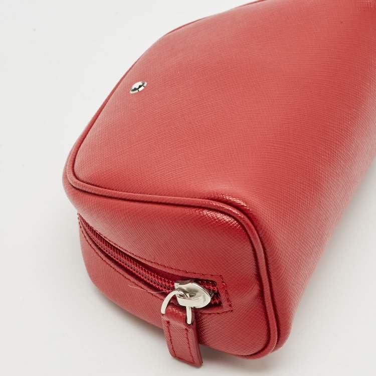 Pre Owned Montblanc Red Leather La Vie de Boheme Cosmetic Pouch